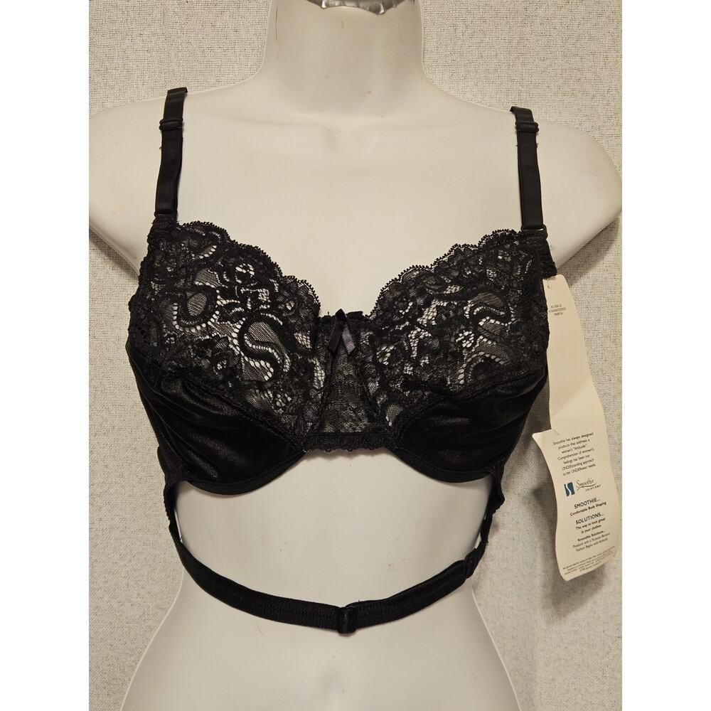 NEW Vintage SMOOTHIE SOLUTIONS UW Black Convertible Straps Stretch Lace Bra 36D